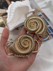 Брошь-зажим ракушка для платка/купальника золотистая металлическая