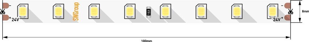 Светодиодная лента SWG 7,2W/m 80LED/m 2835SMD нейтральный белый 5M 003595