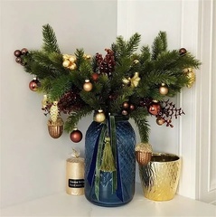 Еловая ветка искусственная, реалистичная, цвет темно-зеленый, 37-39 лапок, декор зимний, рождественский, ветка 41 см, набор 5 веток.