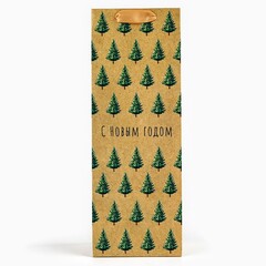 Пакет подарочный под бутылку, НГ Новогодняя фантазия, МИКС, 13*35*10 см (Д*В*Ш)