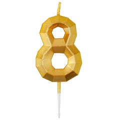 Свеча-цифра Диамант Золото 