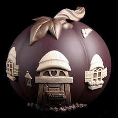 Силиконовый молд № 422 домик Тыква 2 D № 2 ( серия домики для гномов и фей)