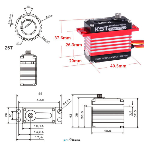 Сервопривод KST X20-3012 (25-35 кг/см, 0.11-0.15 сек/60°, 72г)