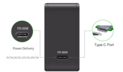 Зарядное устройство YOJOCK USB-C 60W PD для нотбуков Xiaomi/Apple