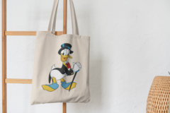 Сумка-шоппер с принтом Дональд Дак, Скрудж Макдак (Donald Duck) бежевая 005