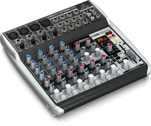 Behringer QX1202USB аналоговый микшер, 12 каналов, 4 мик. + 4 лин. стерео, 1 AUX, DSP FX Klark Teknik, USB-audio, Main L/R- Jack, 4 компрессора