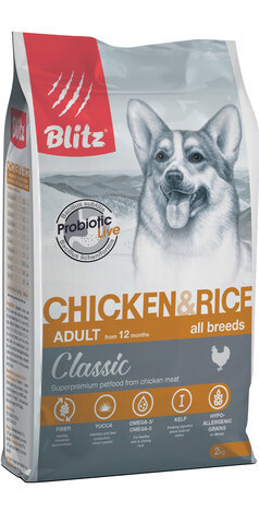 купить Blitz Adult All Breeds Chicken & Rice сухой корм для взрослых собак всех пород с курицей и рисом