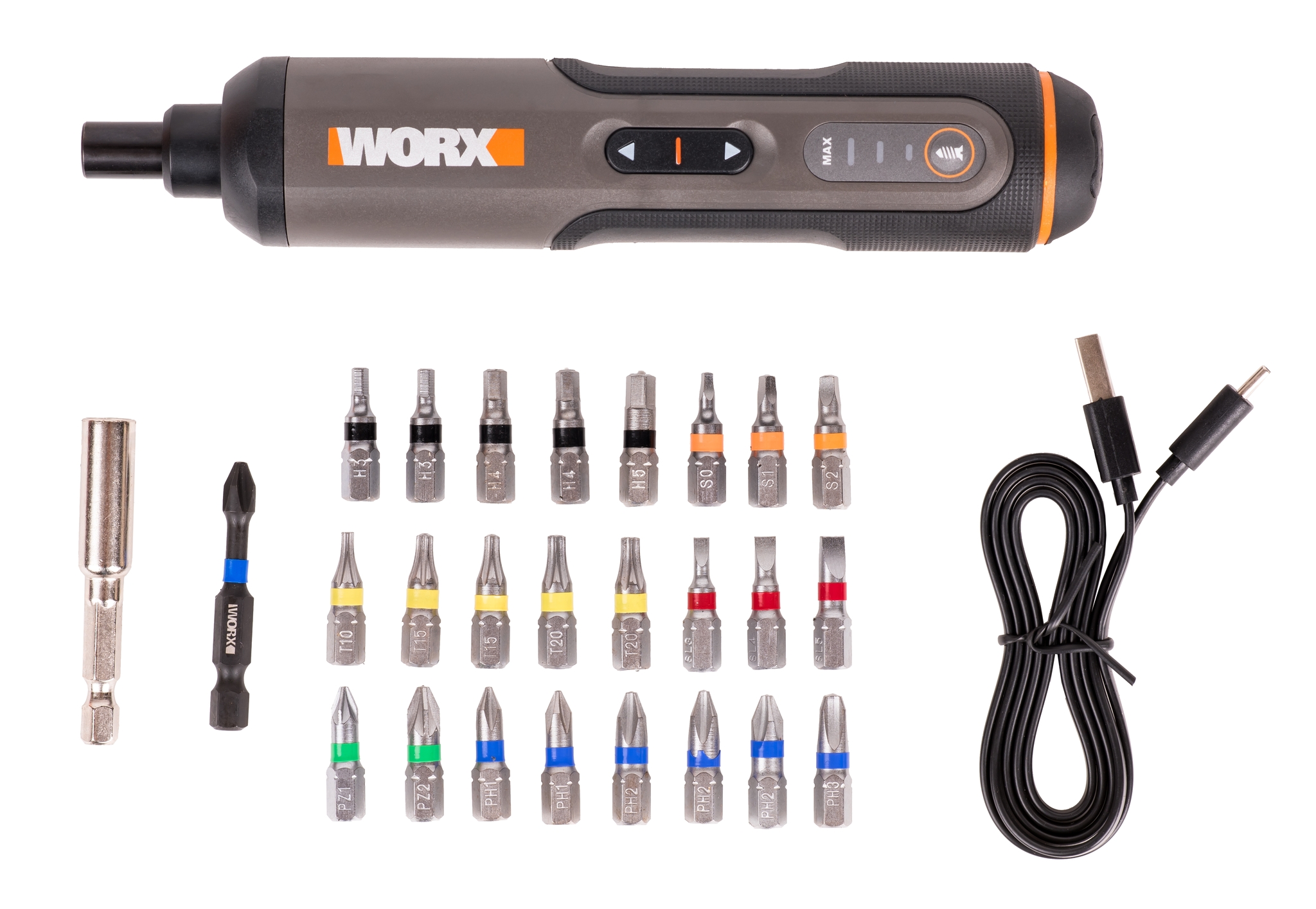 Отвертка аккумуляторная WORX WX240, 4В, 5Нм, 1,5Ач, набор оснастки