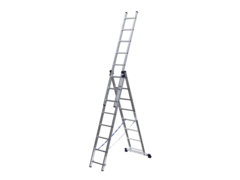 СИБИН 8 ступеней, со стабилизатором, алюминиевая, трехсекционная лестница (38833-08)