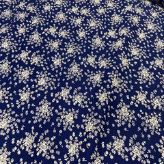 Ткань хлопок  синий в белый цветочек 2168