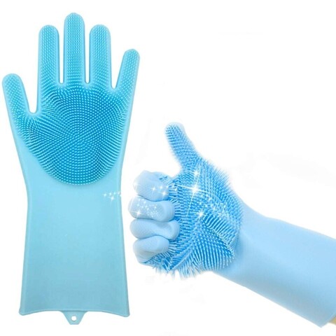 Многофункциональные силиконовые перчатки, цвет голубой, 2 шт