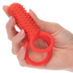 Красное эрекционное кольцо Silicone Rechargeable Vertical Dual Enhancer - 