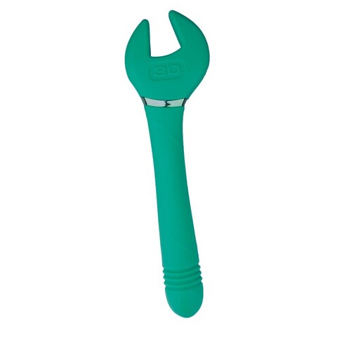 Зеленый двусторонний вибратор Key Control Massager Wand в форме гаечного ключа - Erokay W105-GREN