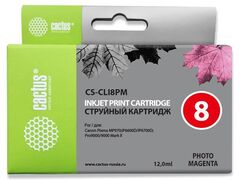 Картридж струйный Cactus CS-CLI8PM светло-пурпурный (12мл) для Canon Pixma iP6600/iP6600d/iP6700/iP6700d/MP960/MP970/PRO 9000