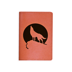 Обложка на паспорт "Волк с луной", рыжая