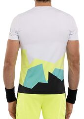 Теннисная футболка Hydrogen Mountains Tech T-shirt - white/yellow fluo/green/black