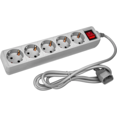 Сетевой фильтр PC Pet AP01006-E-G 1.8м (5 розеток) серый (пакет ПЭ)