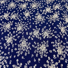 Ткань хлопок  синий в белый цветочек 2168