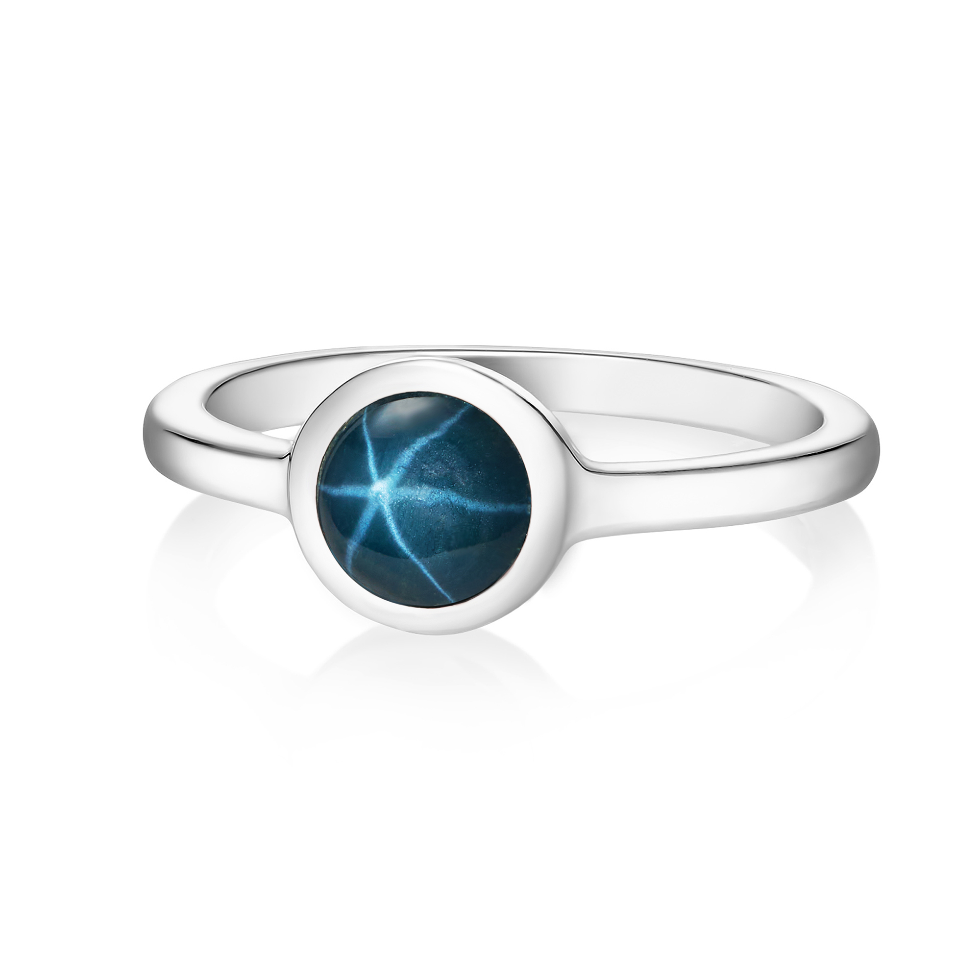 Кольцо ALPHA - Синий звёздчатый сапфир