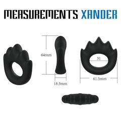 Черное эрекционное кольцо с массажными гребнями Rooster Xander - 