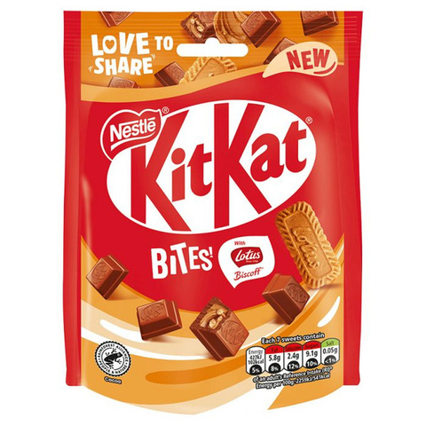 Шоколадные батончики KitKat Bites Lotus Biscoff (90гр)