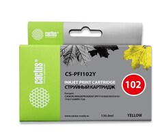 Картридж струйный Cactus CS-PFI102Y PFI-102Y желтый (130мл) для Canon IP iPF500/iPF600/iPF700/MFP M40/iPF765/LP17/LP24