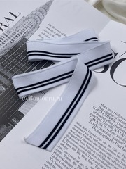Подвяз трикотажный белый с тонкими черными полосками 0,7 м, ширина 3,5 см