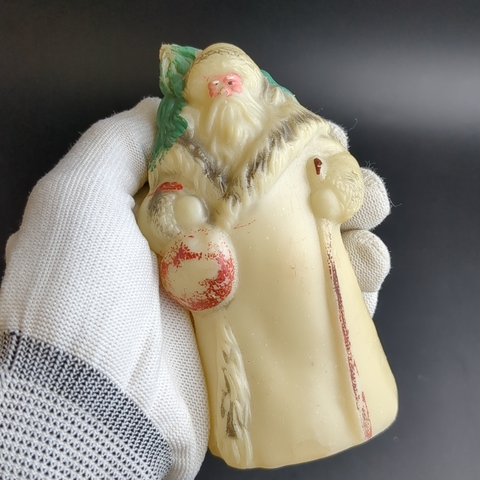 Дед Мороз пластмассовый под ёлку малютка, 12.5 см, клеймо, роспись, винтаж СССР 1950-1980 гг