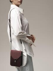 Сумка замшевая кросс-боди бордовая горох