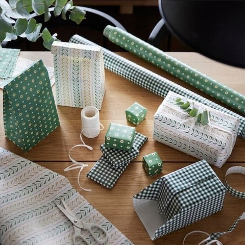 Набор подарочных пакетов Винтэртид, 12 шт, 15х30 см, белый/зеленый/с рисунком