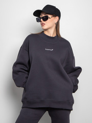 Свитшот женский оверсайз с начесом графит