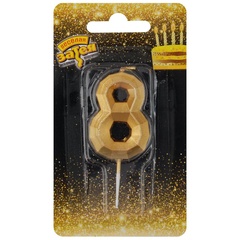 Свеча-цифра Диамант Золото 