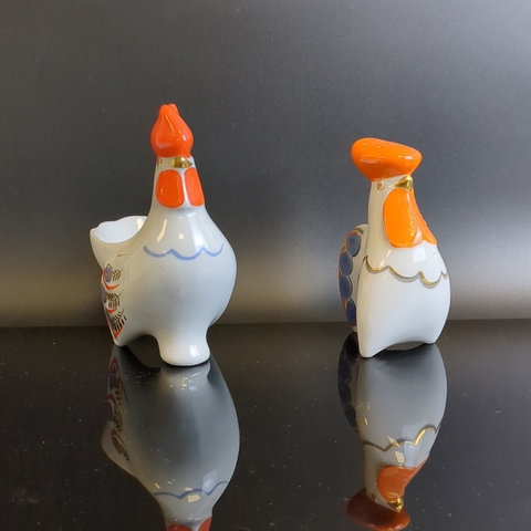 Солонка и перечница Петушки - СССР - фарфор