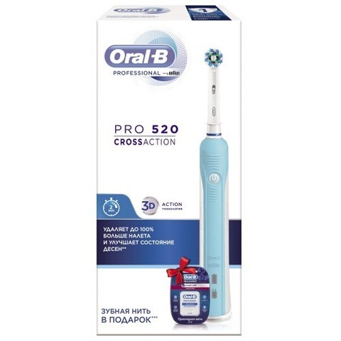 Зубная щётка Braun Oral-B Pro 520 Cross Action + зубная нить Pro-Expert