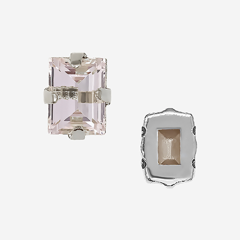 Кристалл Прямоугольник (Step Cut Fancy Stone) в цапах, оттенок "Светло-розовый"/"Light Rose", 9*7мм, родирование