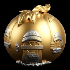 Силиконовый молд № 422 домик Тыква 2 D № 2 ( серия домики для гномов и фей)