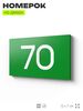Табличка с номером 70 на дверь квартиры, для офиса, кабинета, аудитории, склада, зеленая 120х70 мм, Айдентика Технолоджи