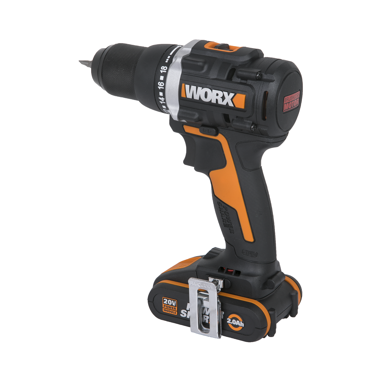 Дрель-шуруповерт аккумуляторная WORX WX102, 20В, 60Нм, бесщеточная, 2Ач х2, ЗУ, кейс