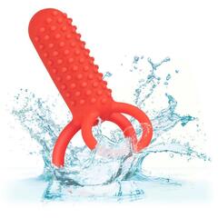 Красное эрекционное кольцо Silicone Rechargeable Vertical Dual Enhancer - 