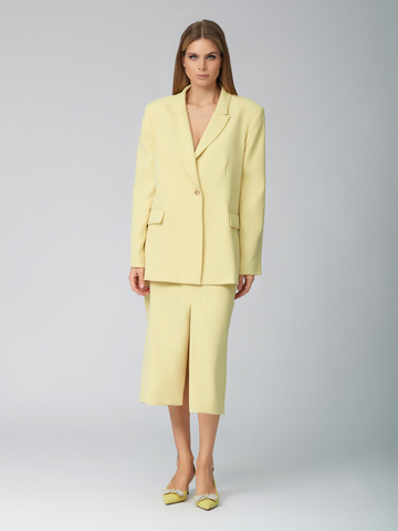 Женский костюм двойка светлый лайм с юбкой миди