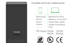 Зарядное устройство YOJOCK USB-C 60W PD для нотбуков Xiaomi/Apple