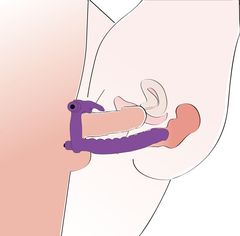 Фиолетовая насадка на пенис для двойной стимуляции Los Analos - 16 см. - 