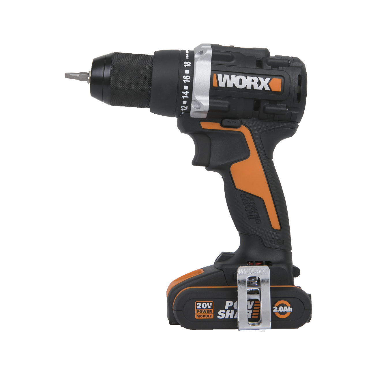 Дрель-шуруповерт аккумуляторная WORX WX102, 20В, 60Нм, бесщеточная, 2Ач х2, ЗУ, кейс