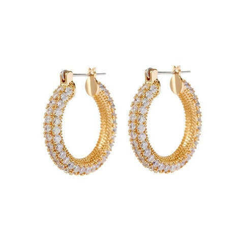Pave Etelle Hoops - Gold
