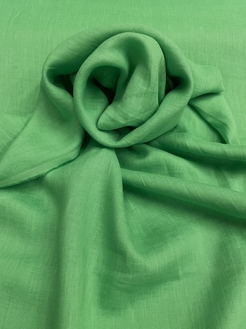 Облегченный смягчённый лен - цвет зеленый электрик