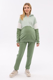 Утепленный спортивный костюм для беременных и кормящих 16004 зеленый-мята-тофу