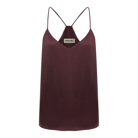 Топ шелковый на подкладке Mollen бордовый