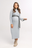 Платье для беременных и кормящих 14217 серо-голубой меланж