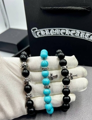 50924 -  Браслет из бирюзы c посеребренными вставками CHROME HEARTS