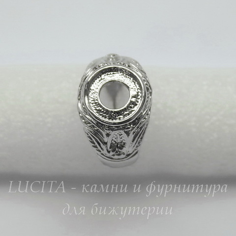 Основа для кольца с сеттингом для кабошона 10 мм (цвет - платина)